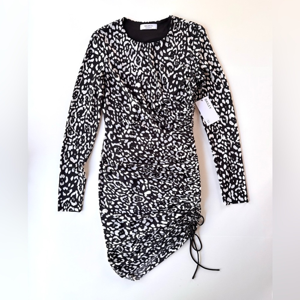 NWT Bailey 44 Boogie Wonderland Leopard Dress in Black & Chalk White Size M